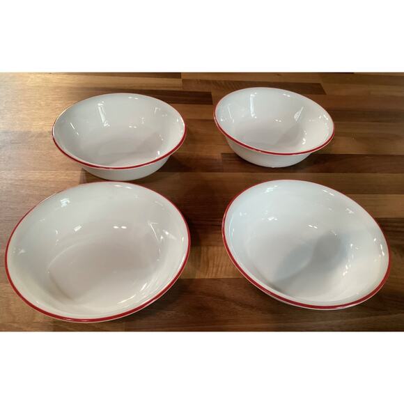 'Set of 4 Corelle Cafe Classic Red Stripe Cereal Soup Bowls 6 1/4" - Picture 6 of 10